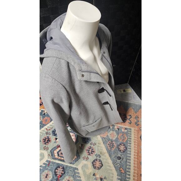 J Jill Wool Angora Toggle Buttons Gray  Coat Size XL Pockets Hood - Picture 8 of 10